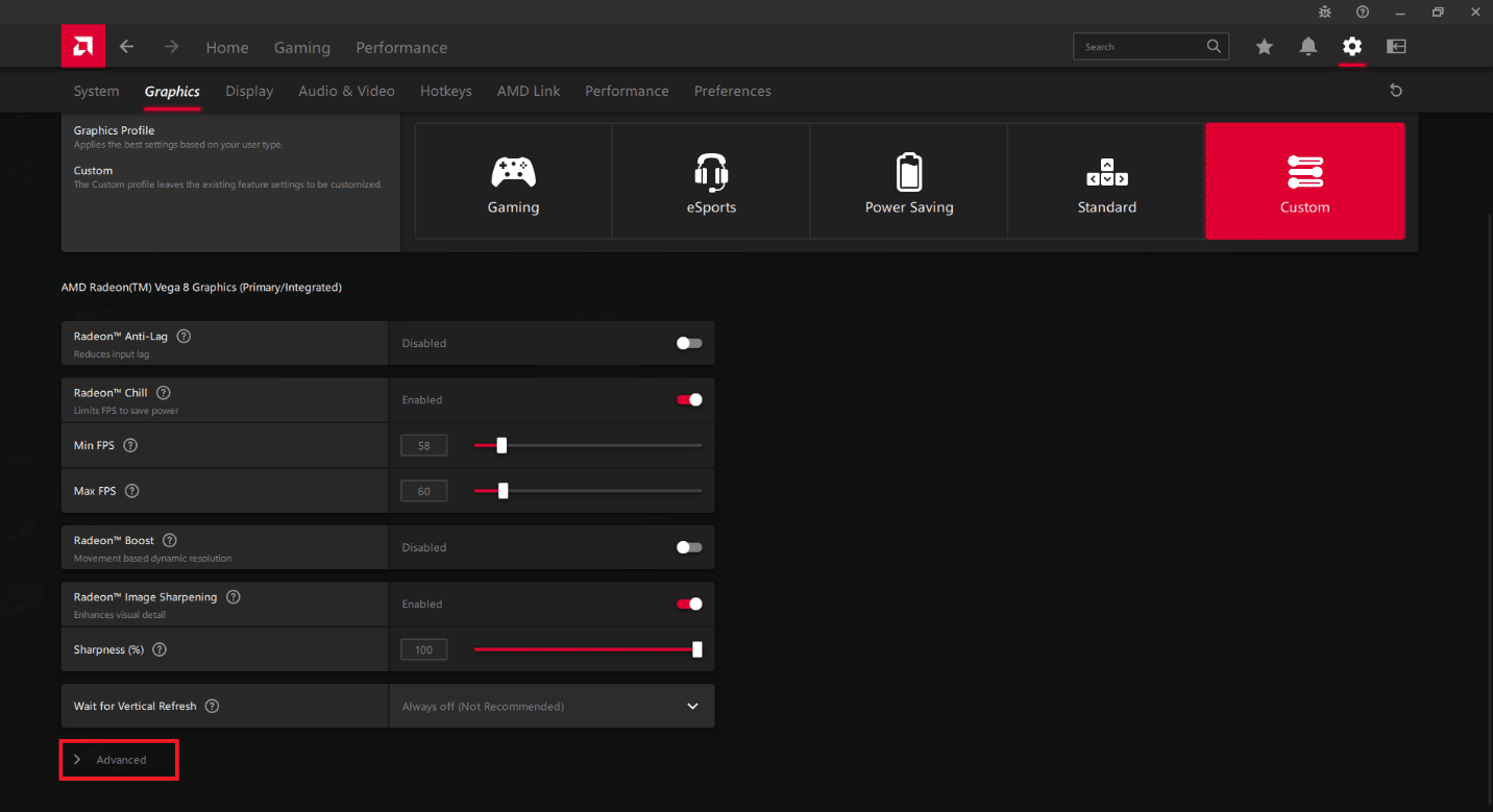 Cliquez sur l'option Avancé. Comment limiter les FPS dans Apex Legends