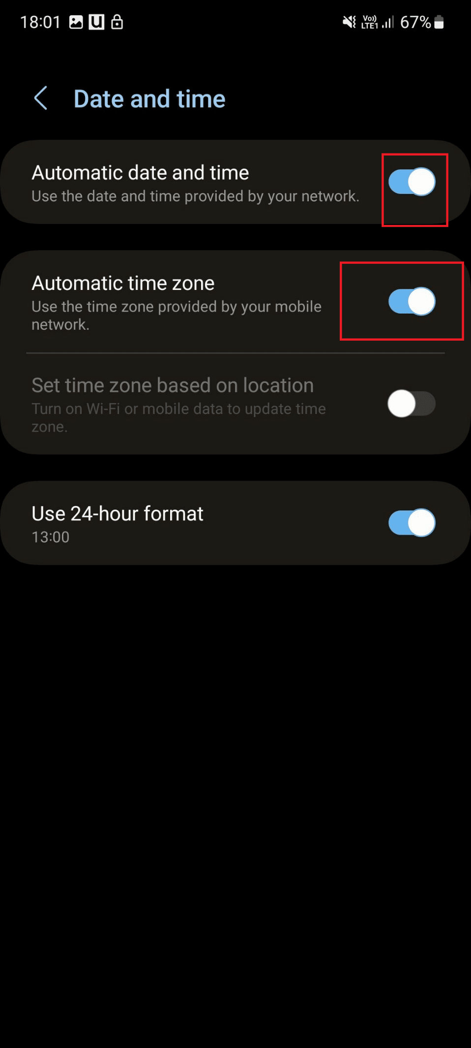 activar la fecha y hora automáticas y la zona horaria automática. La solución no pudo actualizar el firmware Visite el error del centro de servicio de Samsung