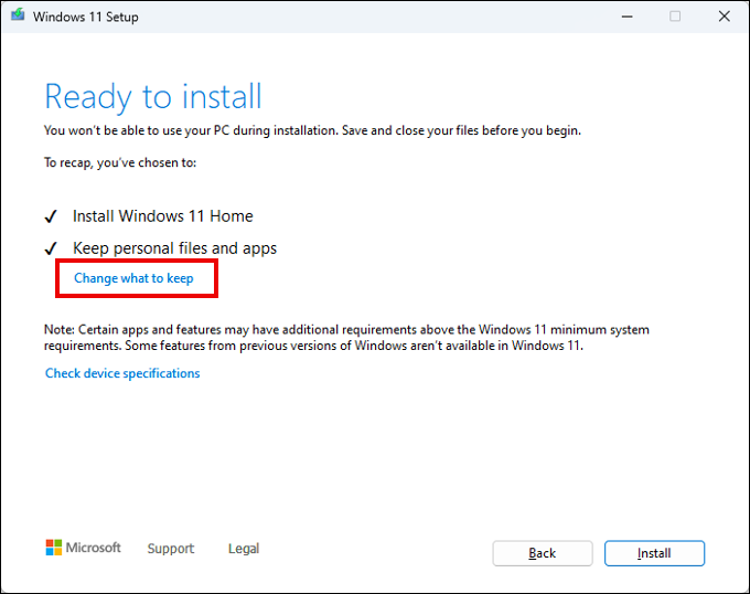 choisir les fichiers à conserver lors de l'installation de Windows