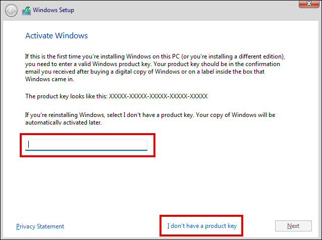 เปิดใช้งานผลิตภัณฑ์ในการตั้งค่า windows