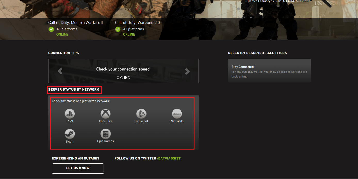 Modern Warfare 2 Serverstatus