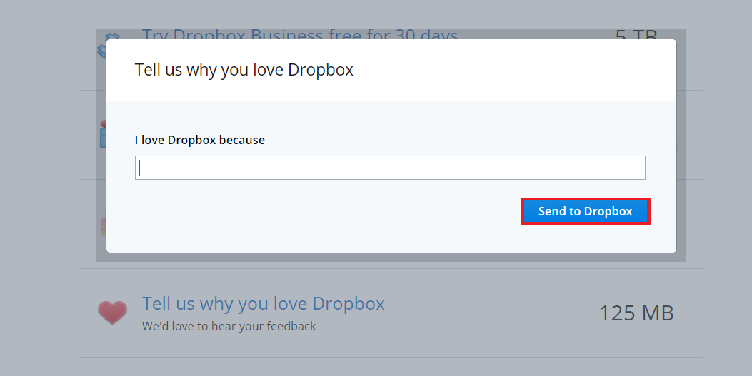 انقر فوق إرسال إلى Dropbox. إصلاح Dropbox ليس مساحة كافية للوصول إلى المجلد