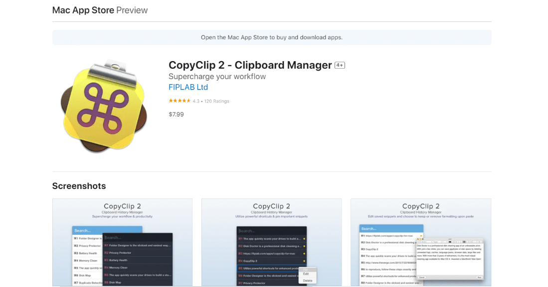 CopyClip 2. Las 20 mejores aplicaciones de Mac Clipboard Manager