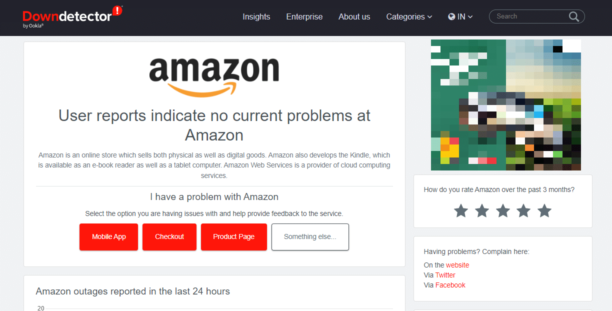 صفحة Amazon Downdetector