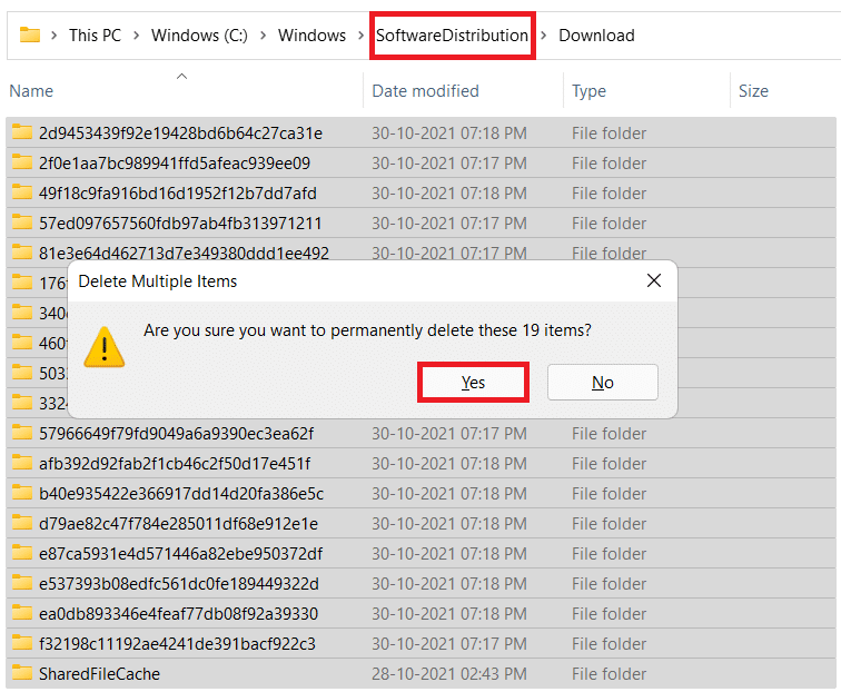 İndirme klasöründeki tüm dosya ve klasörleri silme | Windows güncellemesi 0x80242016 hatasıyla başarısız oldu