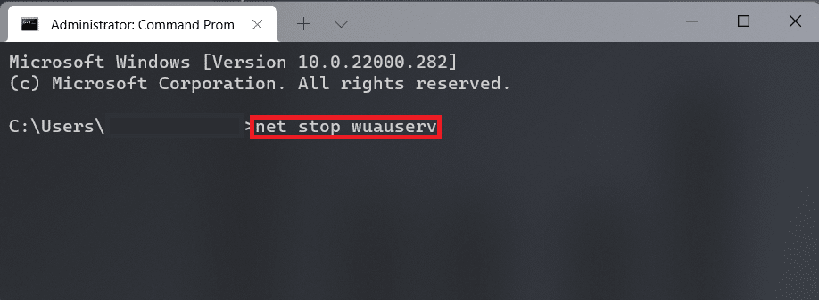 Befehl zum Stoppen von wuauserv im Eingabeaufforderungsfenster | Windows-Update fehlgeschlagen mit Fehler 0x80242016
