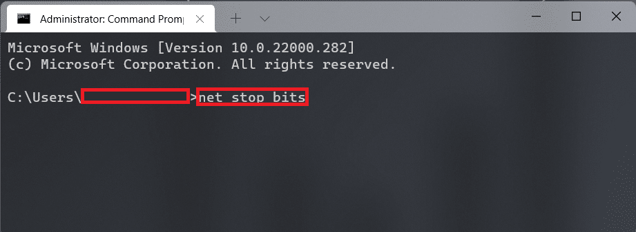 perintah untuk menghentikan bit di jendela Command prompt