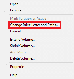 คลิกขวาที่ไดรฟ์ภายนอกแล้วเลือก Change Drive Letter and Paths 10 วิธีในการแก้ไขข้อผิดพลาด 0x80070015 Bitlocker อุปกรณ์ไม่พร้อม