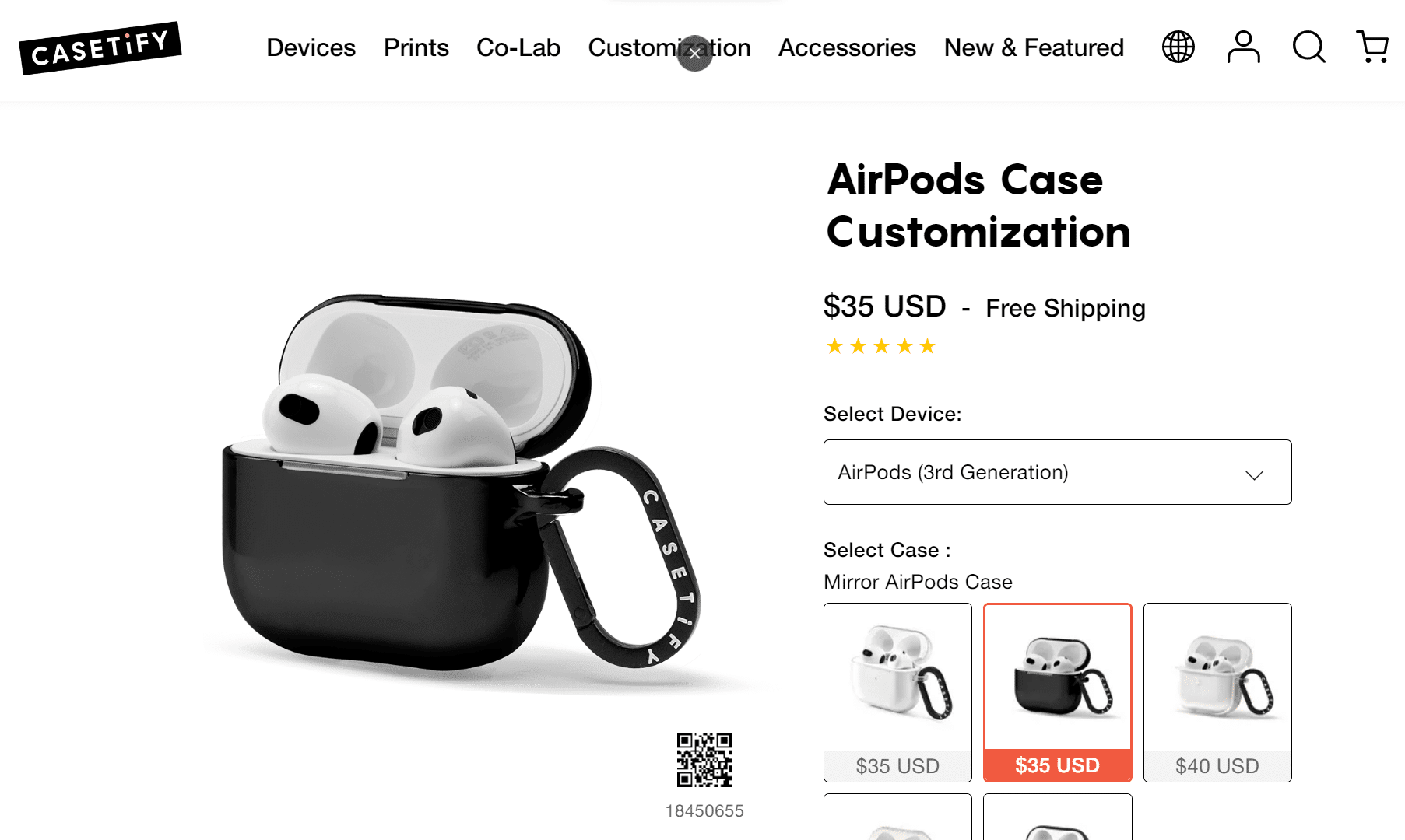 Casetify ميرور حالة قابلة للتخصيص AirPods