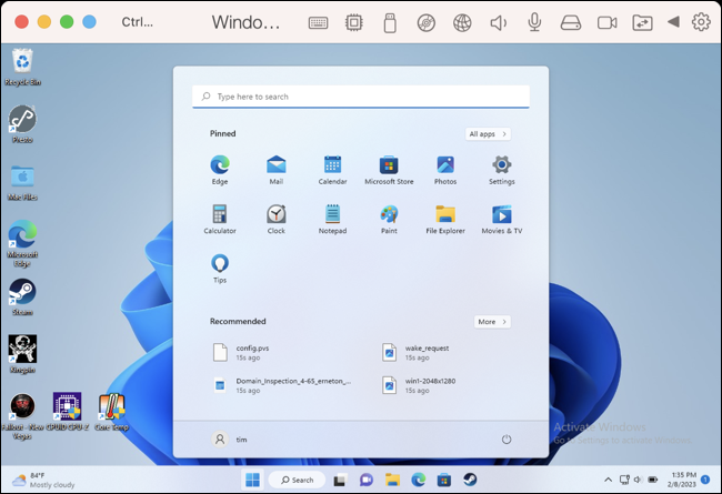 Windows 11 en ARM ejecutándose en Parallels Desktop