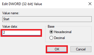 zmień Dane wartości na 2 i kliknij OK. Napraw serwer RPC jest niedostępny w systemie Windows 10