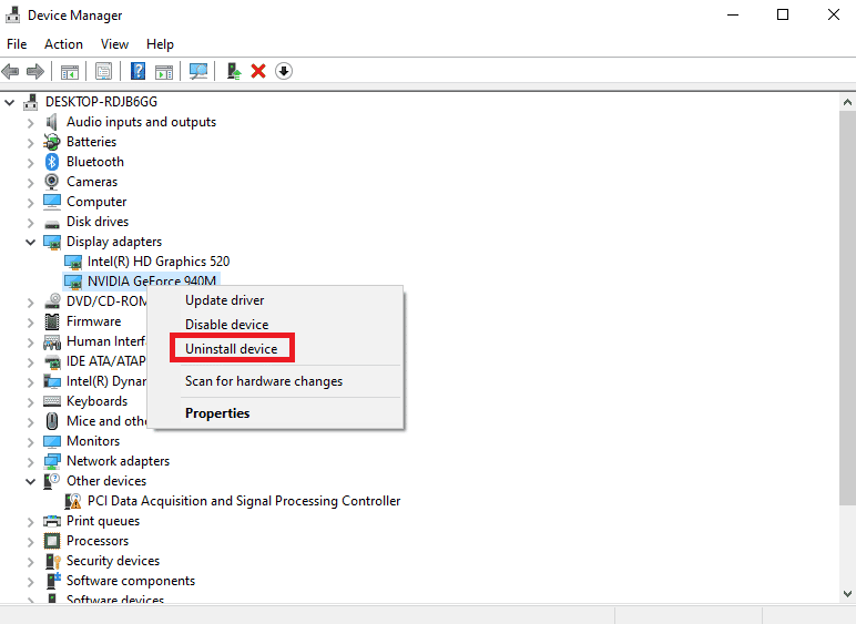 Reinstalați driverele grafice | mouse-ul face dublu clic pe Windows 10