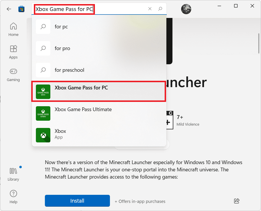 PC için Xbox Game Pass arama sonuçları