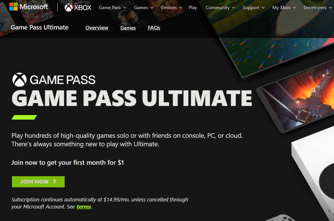 หน้าแรกของ Xbox Game Pass Ultimate ขออภัย เราไม่สามารถแสดงสิทธิพิเศษของ Game Pass ได้ในขณะนี้