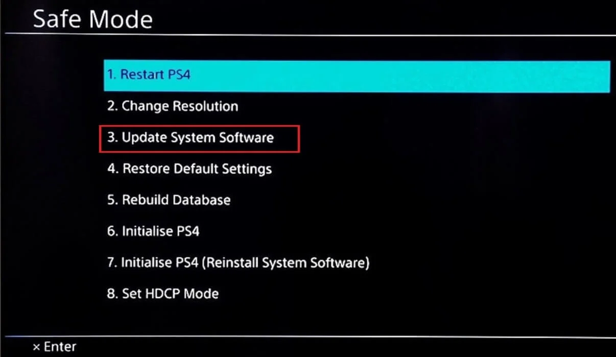 sélectionnez Mettre à jour le logiciel système. Correction de l'erreur 429 de Titanfall 2 sur PS4