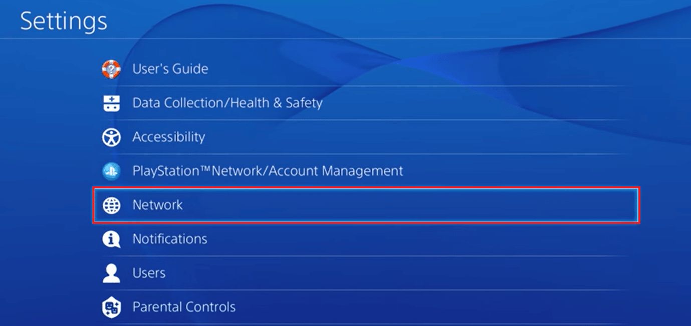 เลือกเครือข่ายจากรายการการตั้งค่า แก้ไขข้อผิดพลาด Titanfall 2 429 บน PS4