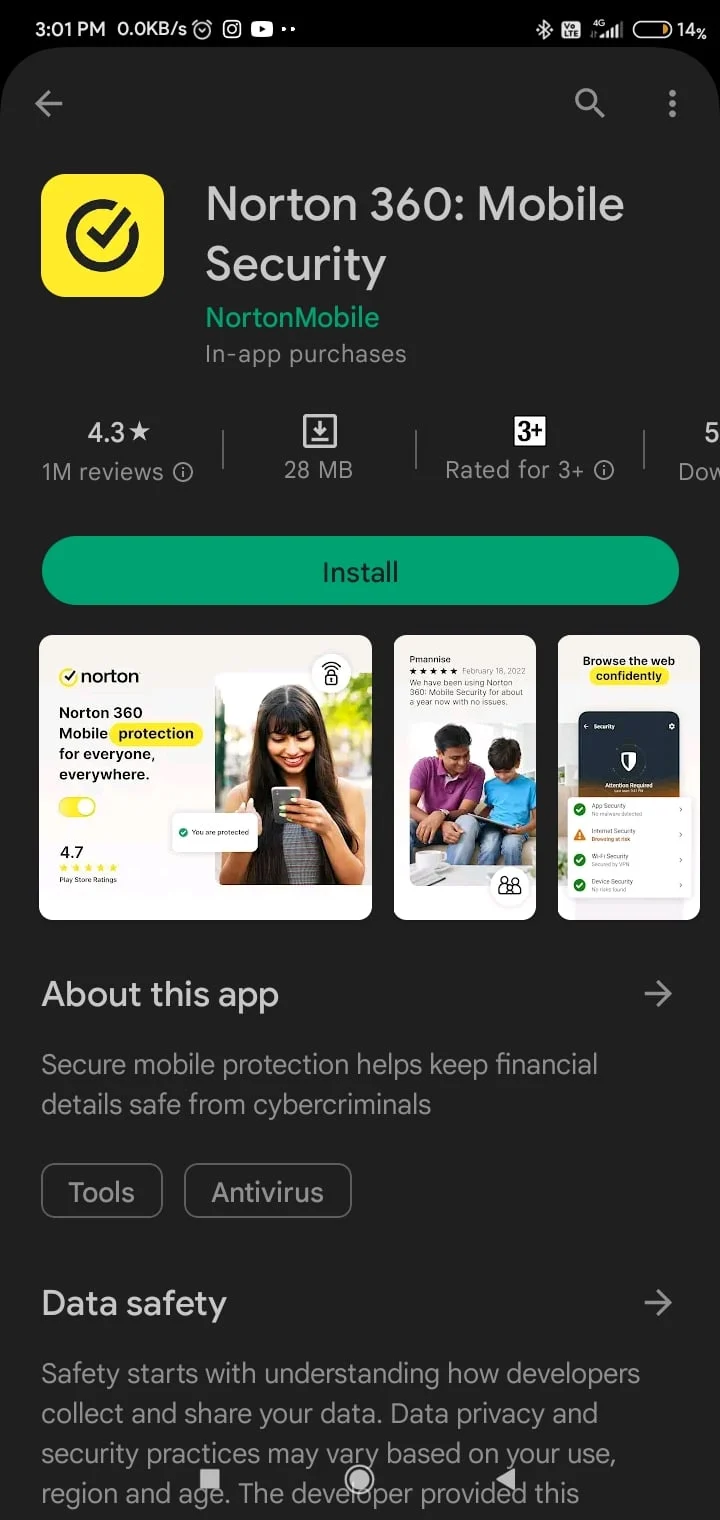 Мобильная безопасность Norton 360