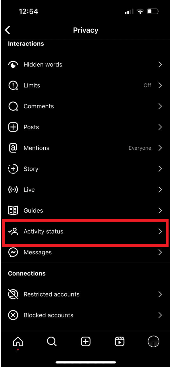 Toque em Status da atividade. O que significa Active Today no Instagram?