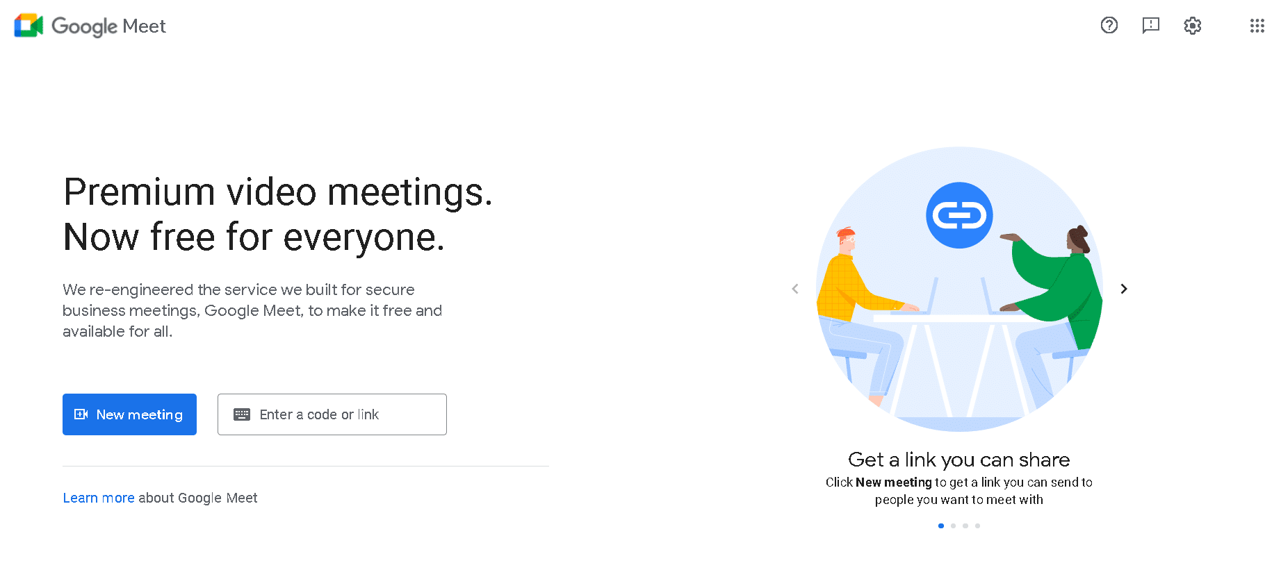 ouvrir le site Web de Google Meet