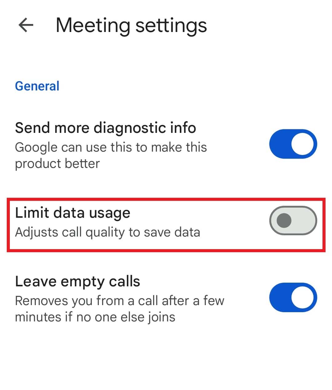 Activează Limitarea utilizării datelor. Remediați deconectarea frecventă a Google Meet