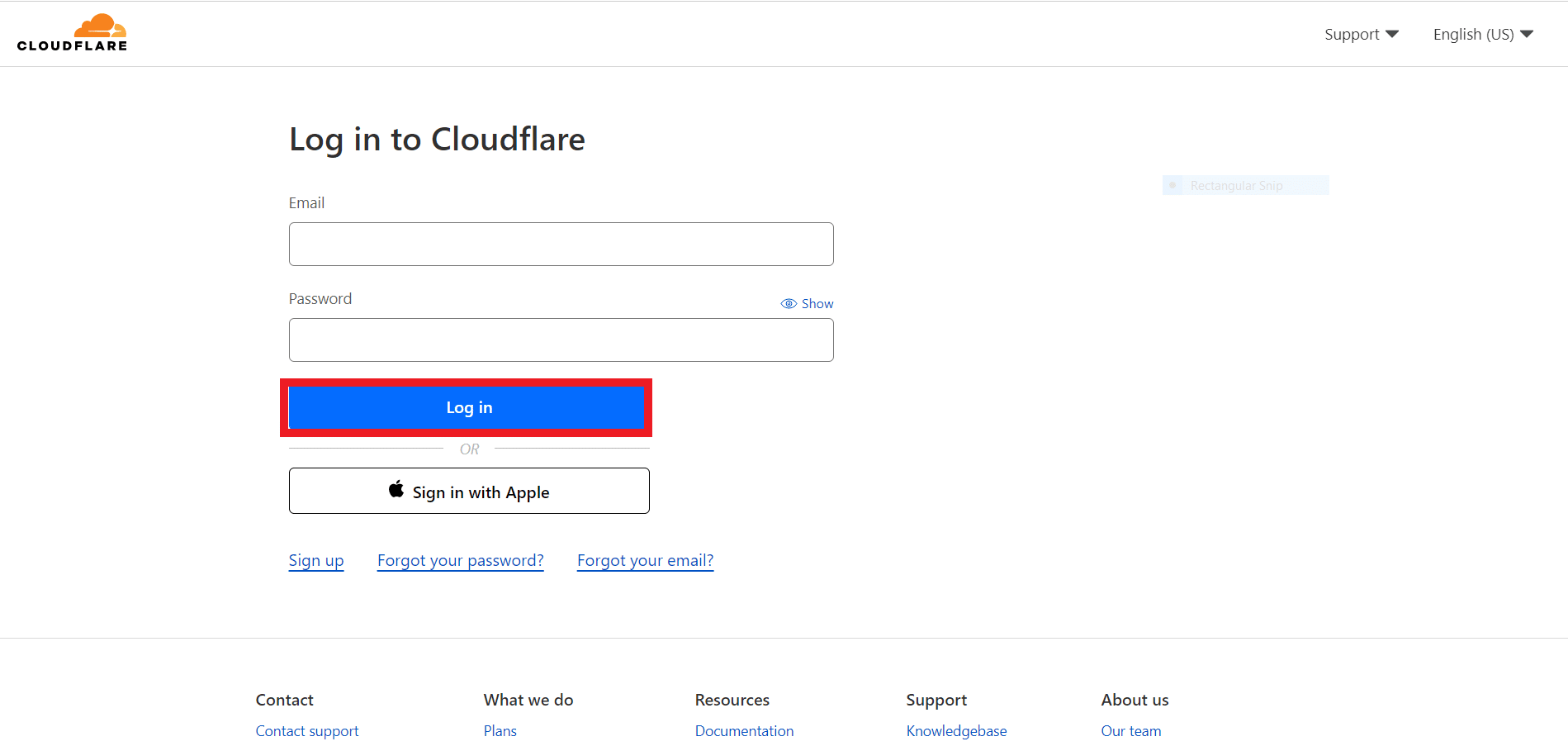 conectați-vă la cloudflare