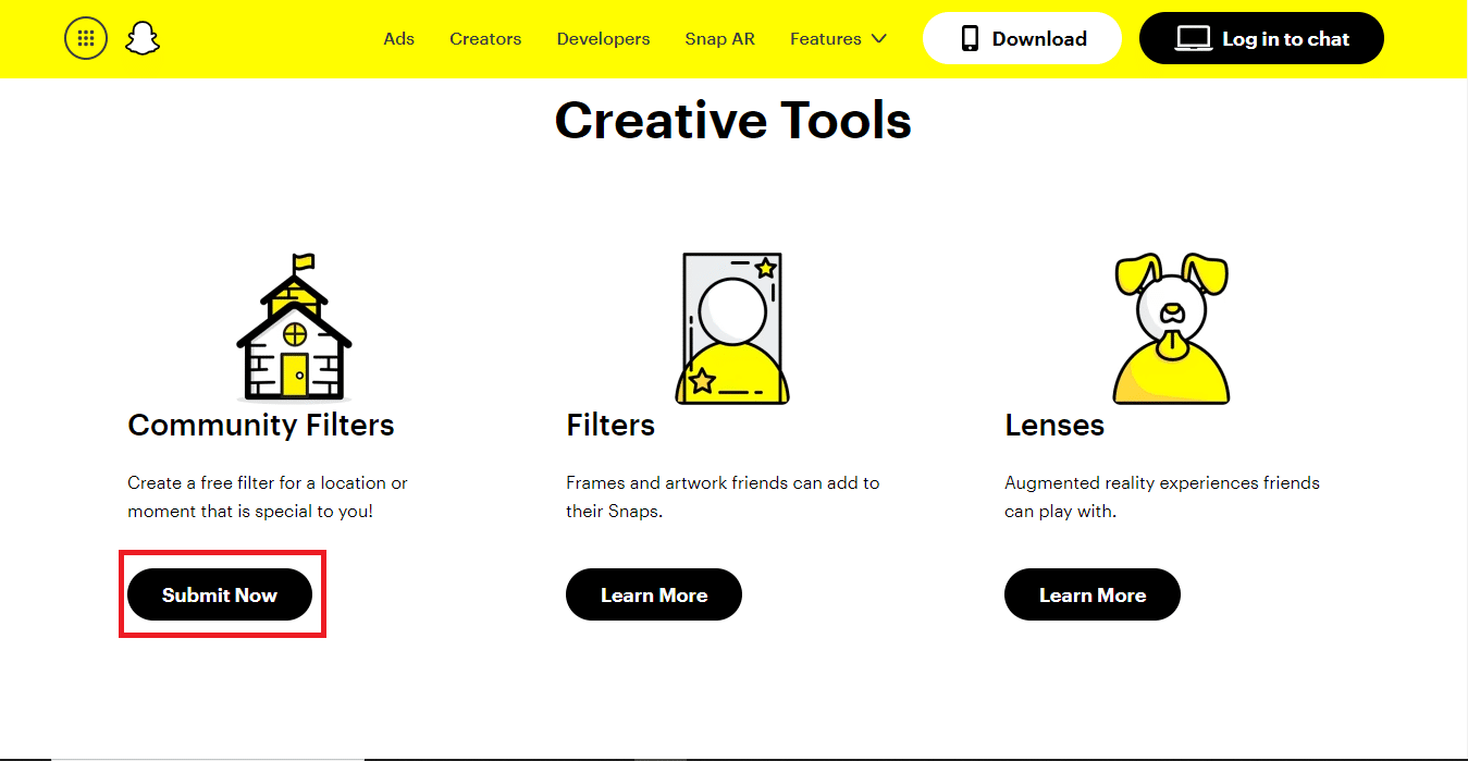 faceți clic pe Trimiteți acum. Profilul creatorului de lentile Snapchat