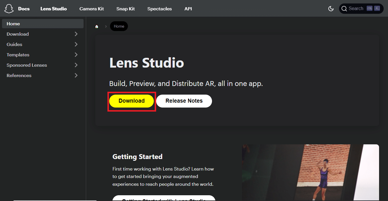 haga clic en Descargar. Perfil del creador de lentes de Snapchat