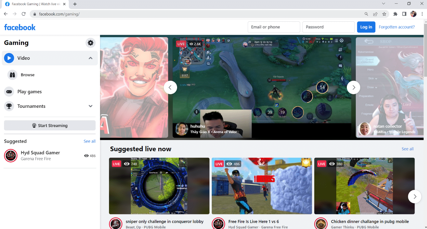 Halaman resmi Facebook Gaming. 19 Aplikasi Live Streaming Terbaik untuk Game Android