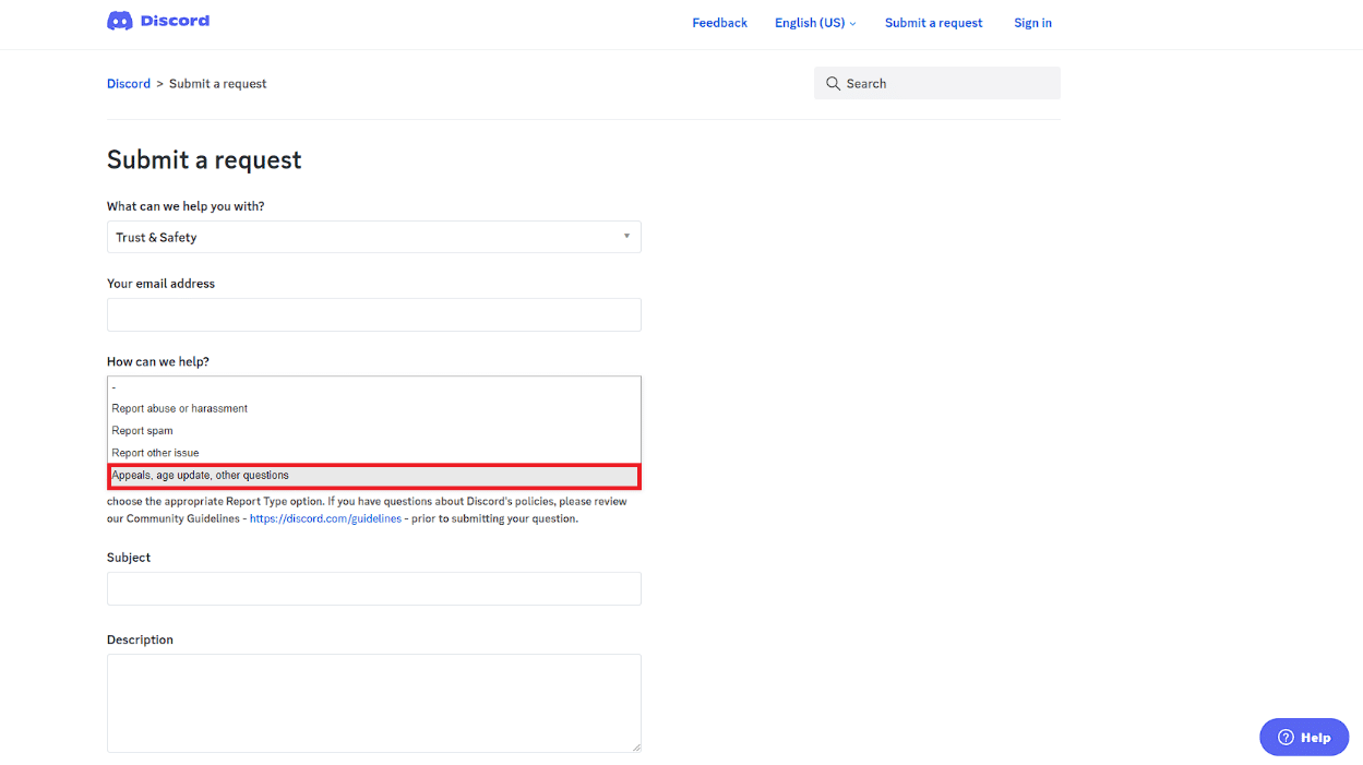 haga clic en la opción Actualizar otras preguntas sobre la edad de apelación. Cómo cambiar la edad en Discord
