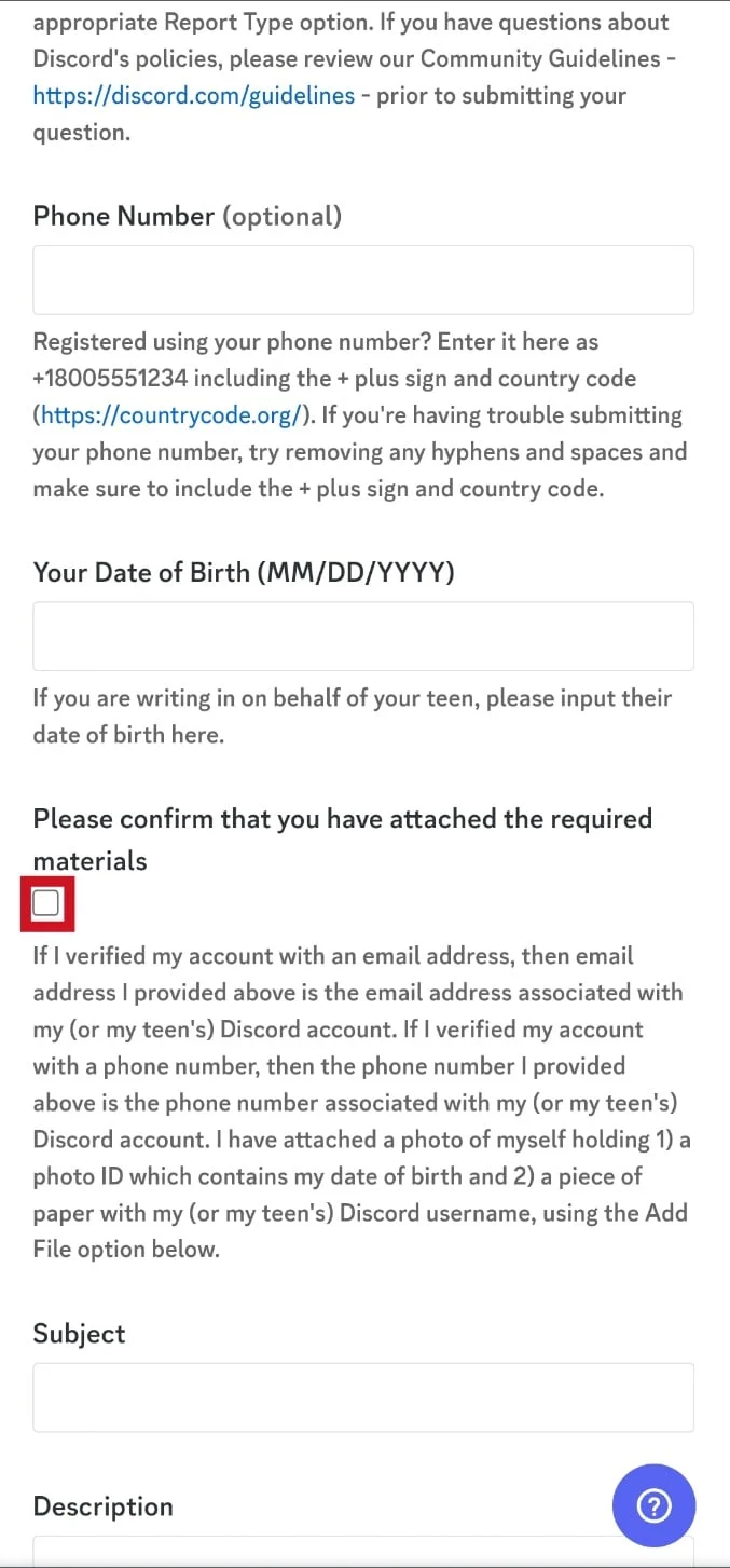 Potwierdź, że załączyłeś wymagane materiały. Jak zmienić wiek na Discordzie