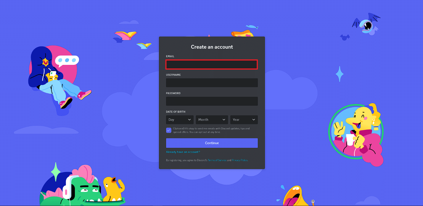 Inserisci un indirizzo e-mail alternativo in E-mail. Come cambiare l'età su Discord