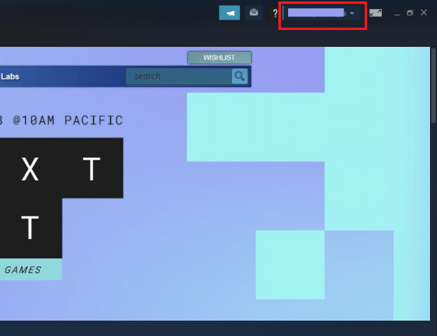 Steam プロフィール名をクリックします