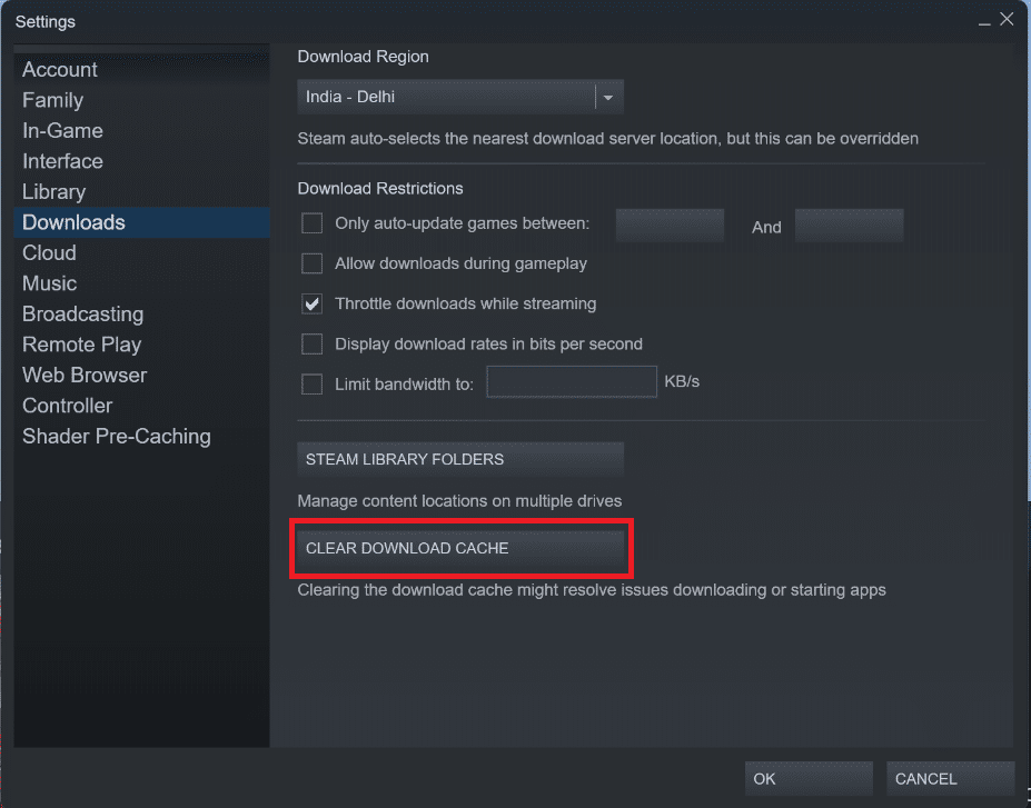 fare clic sul pulsante Cancella cache di download. 8 modi per correggere i pulsanti del negozio di Steam che non funzionano