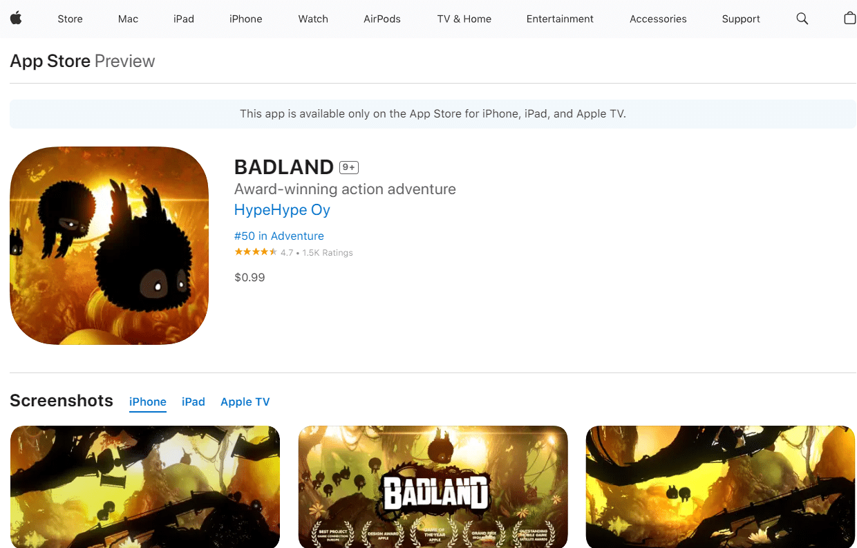 Badland. Ücretsiz En İyi 37 Çevrimdışı iPhone Oyunu