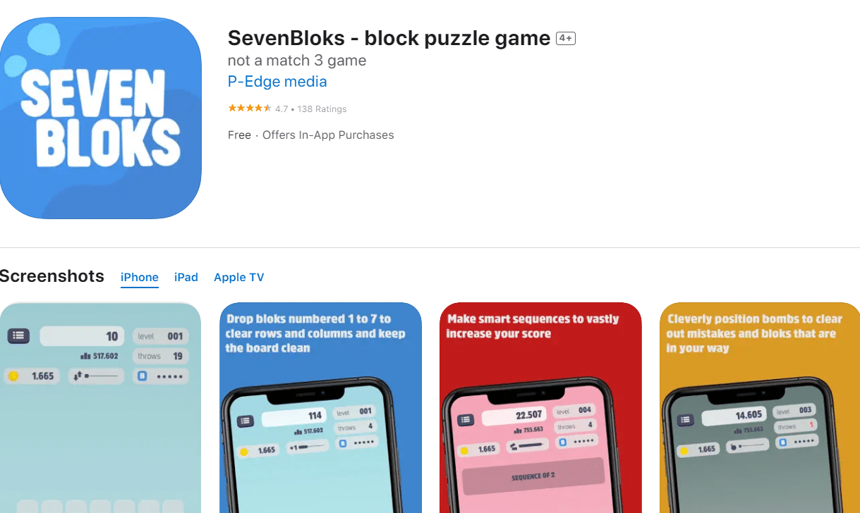 SevenBloks. 37 Game iPhone Offline Terbaik Gratis