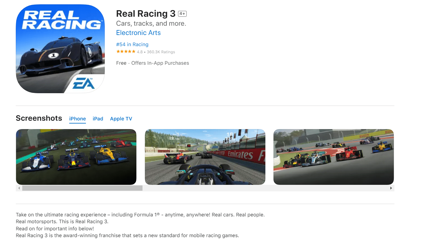 Real Racing 3. 37 melhores jogos offline para iPhone grátis