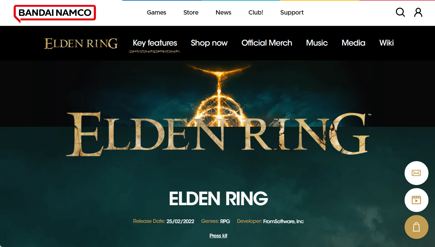 Sitio web de Elden Ring