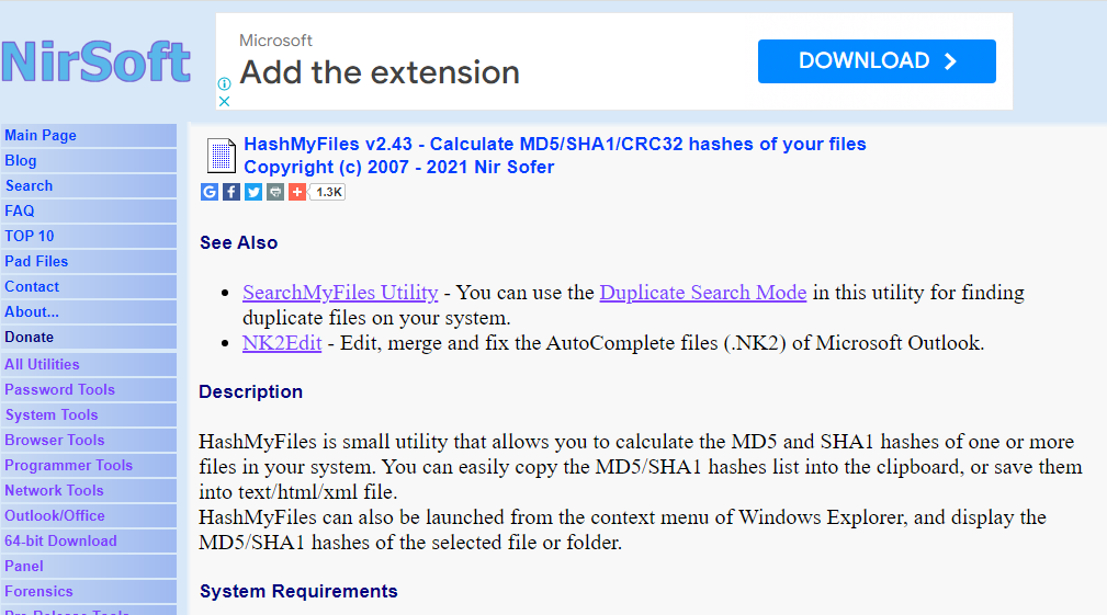 Nirsoft HashMyFiles. 15 Alat Pemeriksa Hash File Gratis Terbaik