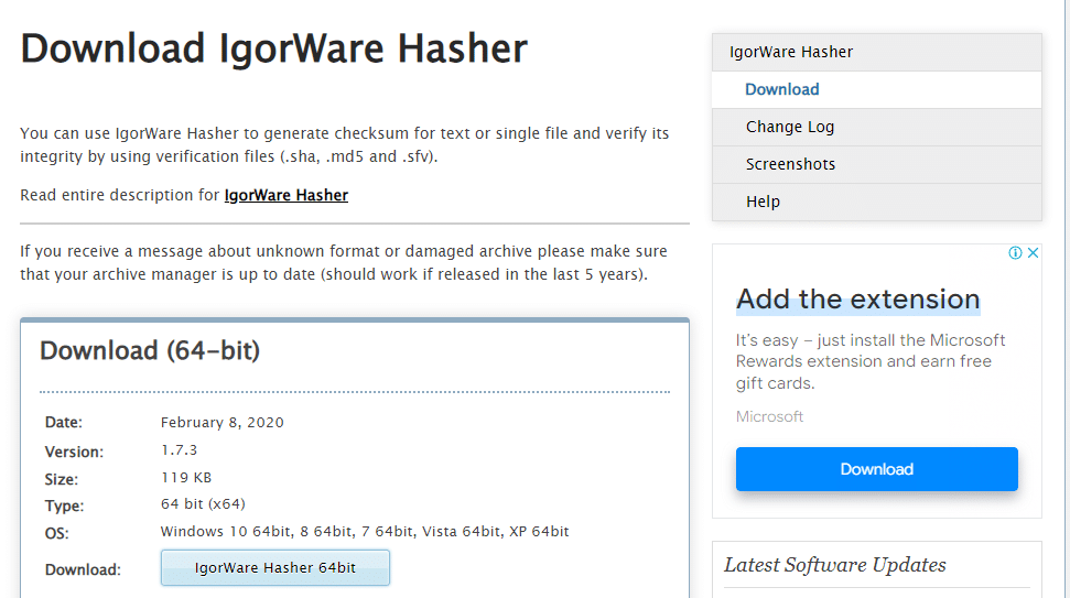 IgorWare 哈塞爾。 15 個最好的免費文件哈希檢查工具