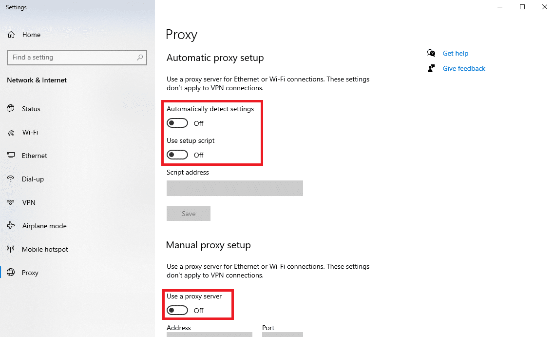 Ayarları otomatik olarak algıla Kurulum komut dosyasını kullan Bir proxy sunucusu kullan