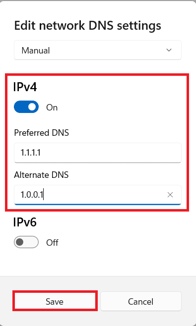 Benutzerdefinierte DNS-Servereinstellung