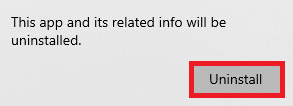 Klicken Sie auf Deinstallieren, um den Schritt zu bestätigen