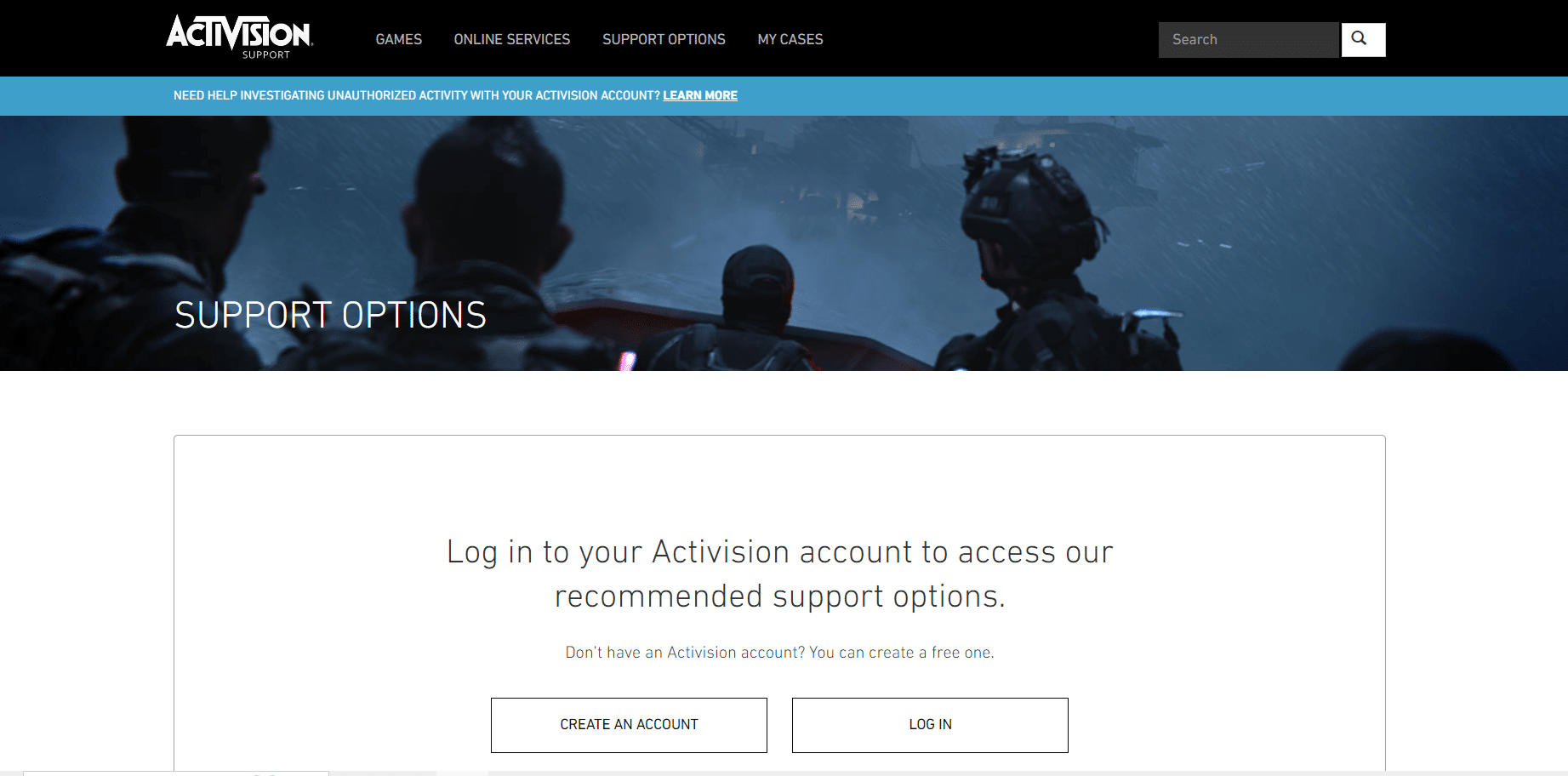 Contatta il supporto di Activision