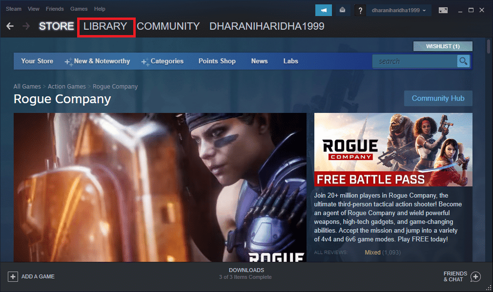 เปิดแอป Steam บนพีซีของคุณและคลิกที่แท็บ LIBRARY