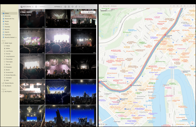 نافذتان جنبًا إلى جنب في Split View على جهاز Mac