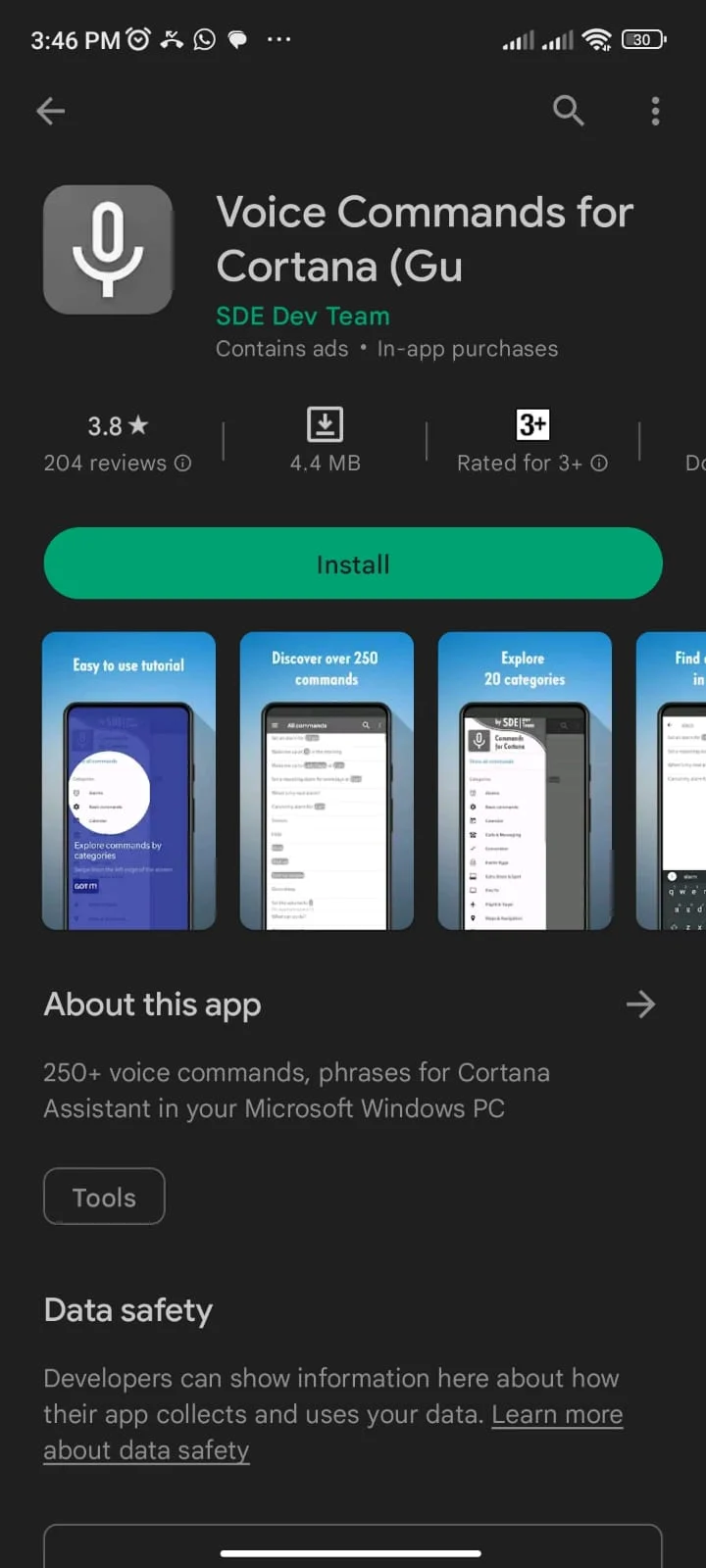 SDE 开发团队的 Cortana 语音命令