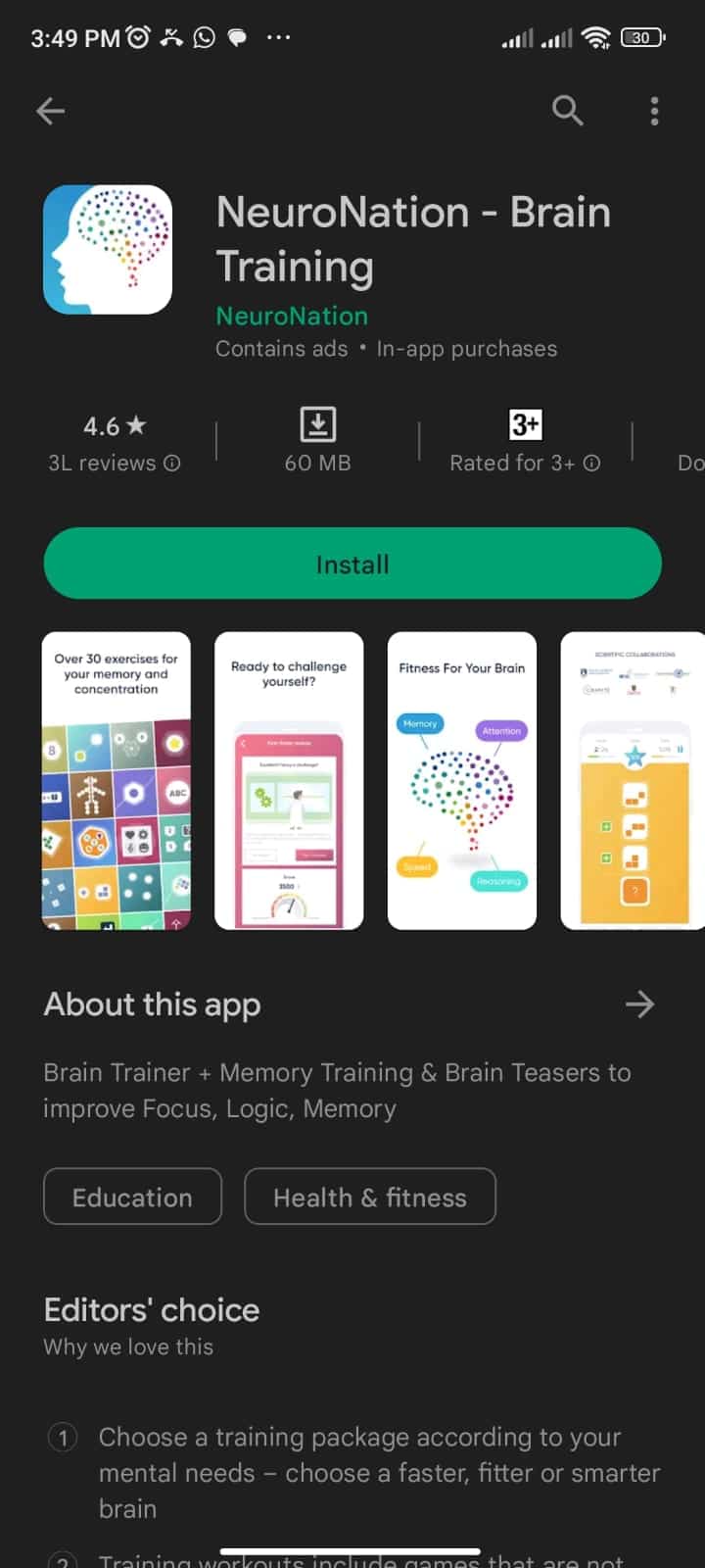 NeuroNation. Top 25 cele mai bune aplicații AI pentru Android