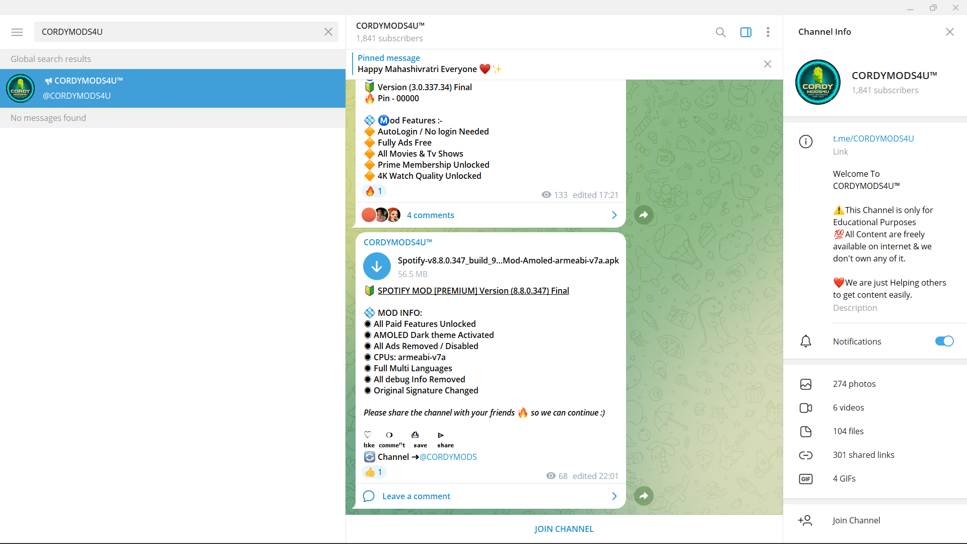 Telegram CORDYMODS4U