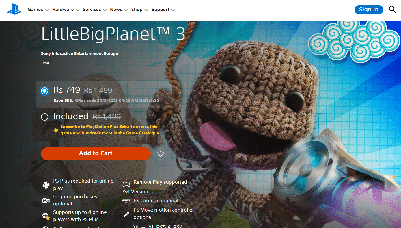 Little Big Planet 3 เพลย์สเตชัน 4