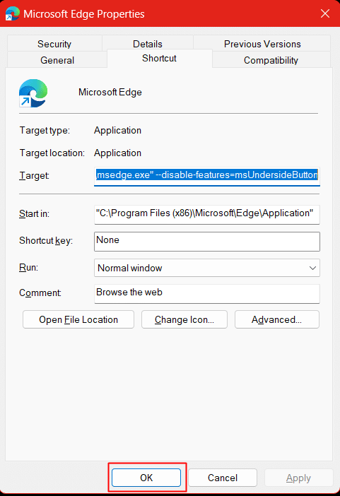 Klik OK untuk menyimpan pengaturan. Cara Menghapus Tombol Obrolan Bing dari Microsoft Edge